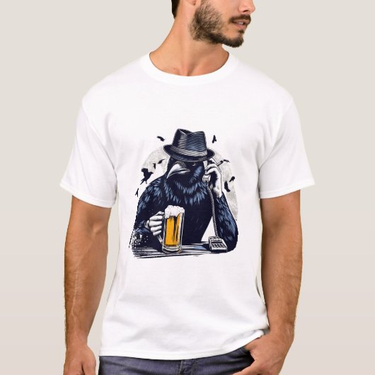Bier Crow Handy Art Design T-Shirt (Vorderseite)