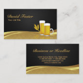 Bier Cup Glass Wheat - Eleganter Black Gold Damask Visitenkarte (Vorne/Hinten)