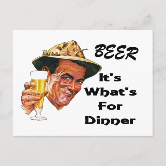 Bier - Das ist was zum Abendessen! Postkarte (Vorderseite)