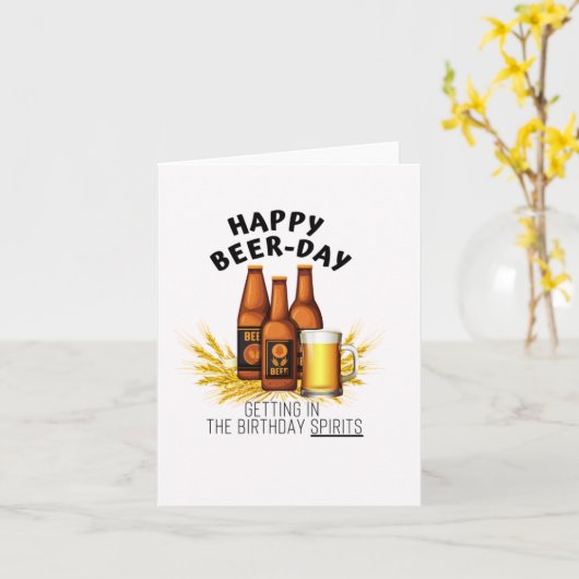 Bier-Day Spirits Funny Birthday Card Karte (Gelbe Blume)