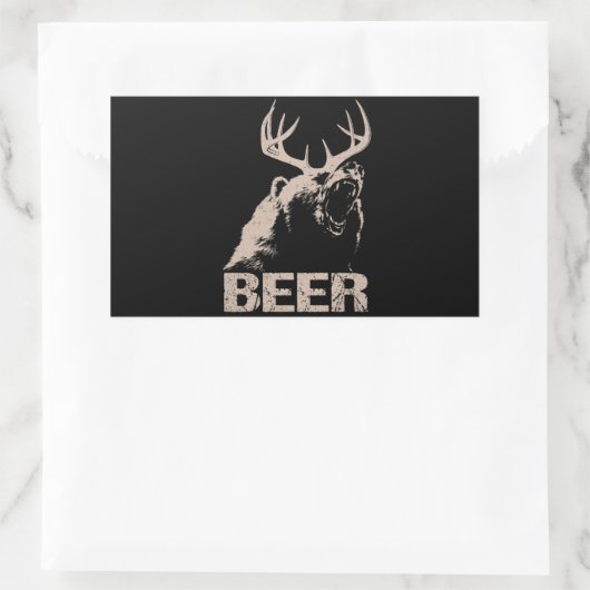 Bier Deer Bear Rechteckiger Aufkleber (Tasche)