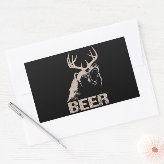 Bier Deer Bear Rechteckiger Aufkleber (Umschlag)