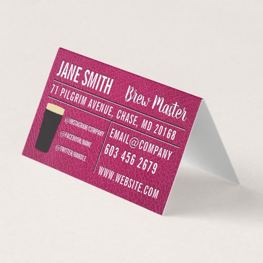 Bier-Destillation | Liquor | Heiß rosa Leder Visitenkarten (Rückseite)