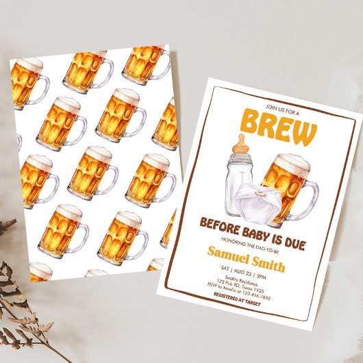 Bier Diaper Party Babydusche Einladung