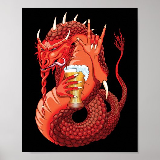 Bier Drink Dragon Poster (Vorne)