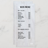 Bier Drink Flat Menu Menükarte (Vorne/Hinten)
