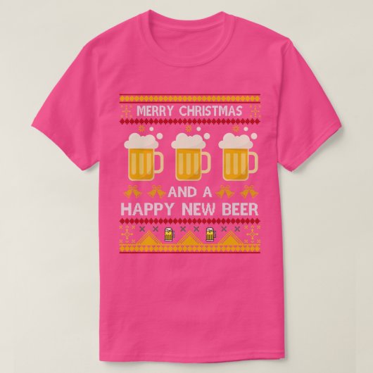 Bier Drinken Funny Christmas Ugly Sweater Bier T-Shirt (Design vorne)