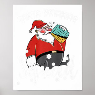 Bier Drinken Santa Xmas Bier Drinker Funny Christ Poster