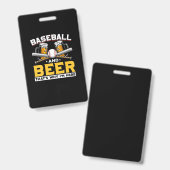 Bier Drinker Baseball Bier Spaß Geburtstag Ausweis (Vorder- & Rückseite)