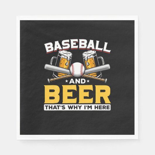 Bier Drinker Baseball Bier Spaß Geburtstag Serviette (Vorderseite)