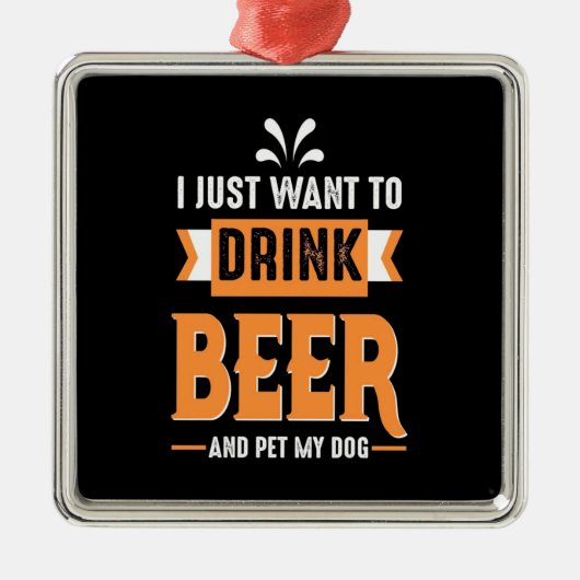 Bier Drinker Bier und Hund Ornament Aus Metall (Vorne)