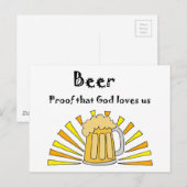 Bier Drinker Cartoon mit Tasse und Sonne Postkarte (Vorne/Hinten)