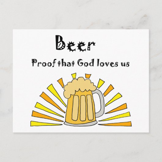 Bier Drinker Cartoon mit Tasse und Sonne Postkarte (Vorderseite)