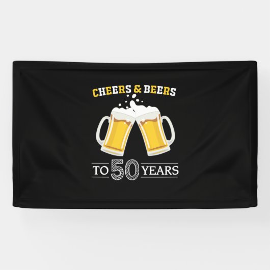 Bier Drinker Cheers und Biere bis 50 Jahre Geburts Banner (Horizontal)