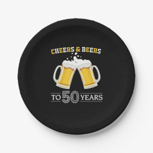 Bier Drinker Cheers und Biere bis 50 Jahre Geburts Pappteller