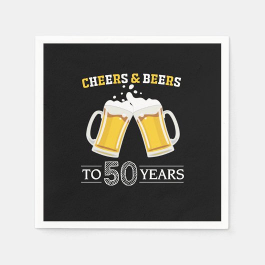 Bier Drinker Cheers und Biere bis 50 Jahre Geburts Serviette (Vorderseite)