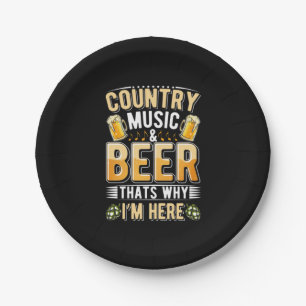 Bier Drinker Country Music Bier trinken Geburtstag Pappteller