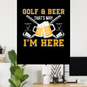 Bier Drinker Golf und Bier Geburtstag Poster (Heimbüro)