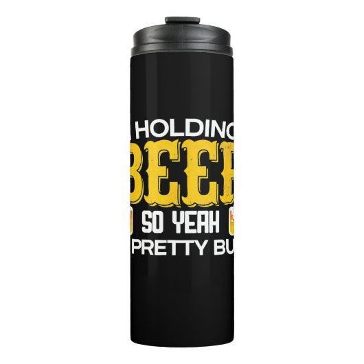 Bier Drinker Ich halte ein Bier zum Geburtstag. Thermosbecher (Vorderseite)