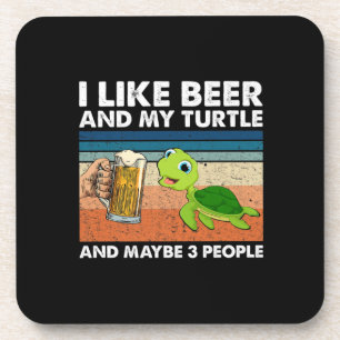 Bier Drinker Ich mag Bier und meine Schildkröte Ge Getränkeuntersetzer