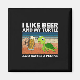 Bier Drinker Ich mag Bier und meine Schildkröte Ge Magnet