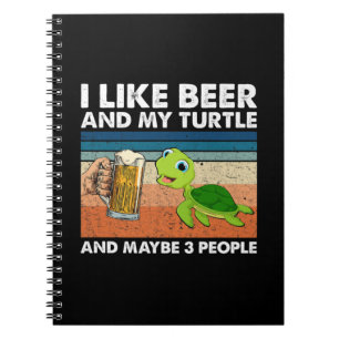 Bier Drinker Ich mag Bier und meine Schildkröte Ge Notizblock