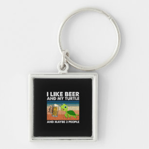 Bier Drinker Ich mag Bier und meine Schildkröte Ge Schlüsselanhänger