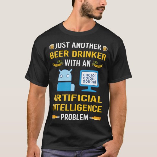 Bier Drinker Künstliche Intelligenz AI T-Shirt (Vorderseite)