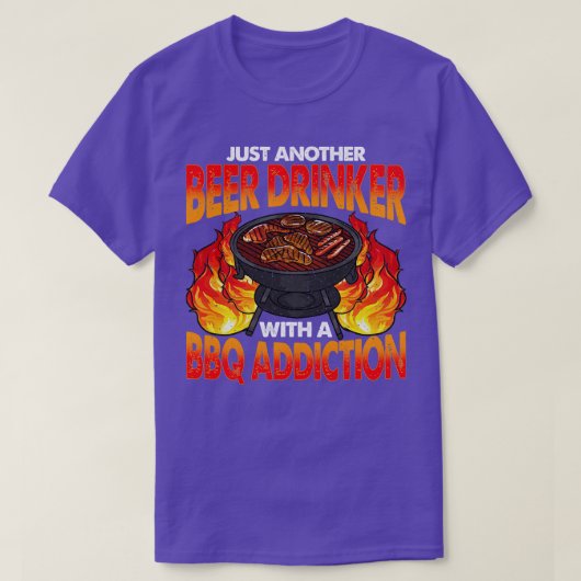 Bier Drinker mit einem GRILLEN Addictive Barbecue T-Shirt (Design vorne)
