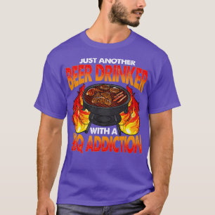 Bier Drinker mit einem GRILLEN Addictive Barbecue T-Shirt