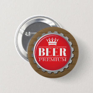 Bier Drinker Red Bottle Cap Button