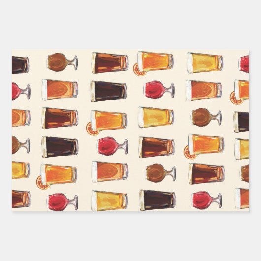 Bier Drinking Muster Herren Beer Lover Geschenkwra Geschenkpapier Set (Vorderseite)