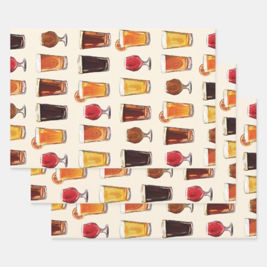 Bier Drinking Muster Herren Beer Lover Geschenkwra Geschenkpapier Set (Set)