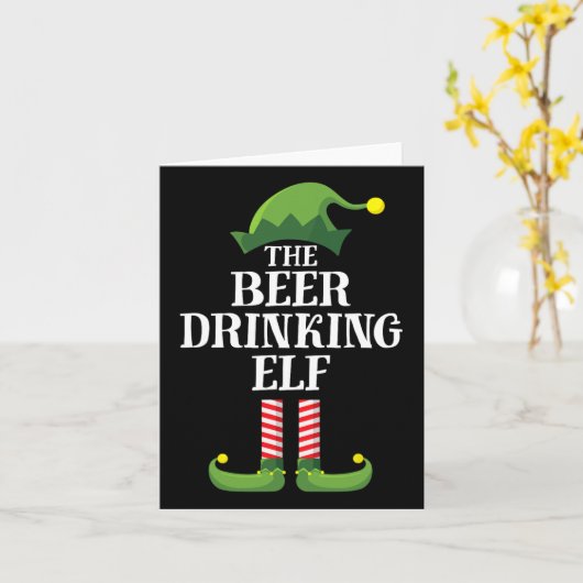 Bier Drinks Elf Matching Familiengruppe Weihnachte Karte (Gelbe Blume)