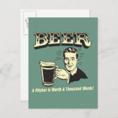 Bier: Ein Pitcher hat 1000 Worte wert Postkarte (Vorne/Hinten)