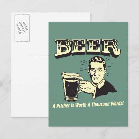 Bier: Ein Pitcher hat 1000 Worte wert Postkarte (Vorne/Hinten)