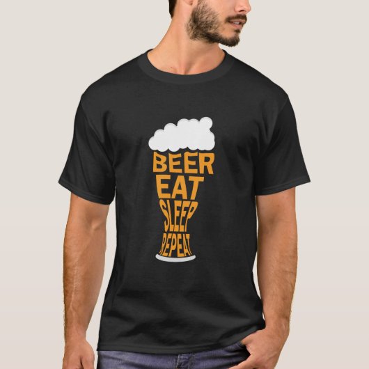 Bier essen Schlaf wiederholen Design T-Shirt (Vorderseite)
