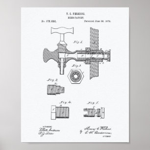 Bier Faucet 1876 Weißbuch zum Thema Patentkunst Poster