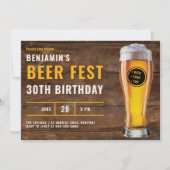 Bier Fest Men Rustikaler Holzgarten 30. Geburtstag Einladung (Vorderseite)
