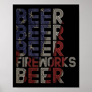 Bier Feuerwerk Retro 4. Juli Party Parade Drin Poster