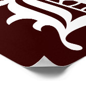 BIER! Flaschenkappe, grau und weiß auf Burgundy Re Poster (Ecke)