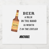 Bier Funny Sprichwort Bier in der Hand Name Person Bierflaschenetikett (Einzelnes Label)