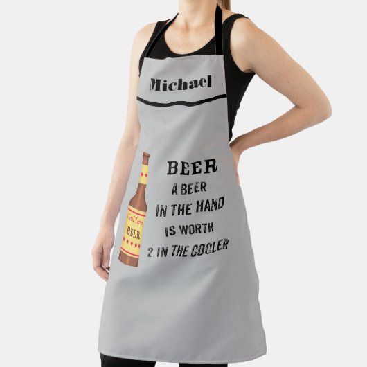 Bier Funny Sprichwort Bier in der Hand Name Persön Schürze (InSitu)