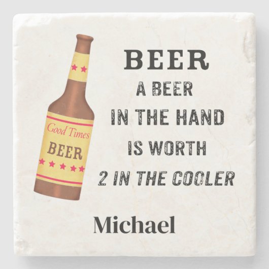 Bier Funny Sprichwort Bier in Hand Worth 2 in Cool Steinuntersetzer (Vorderseite)