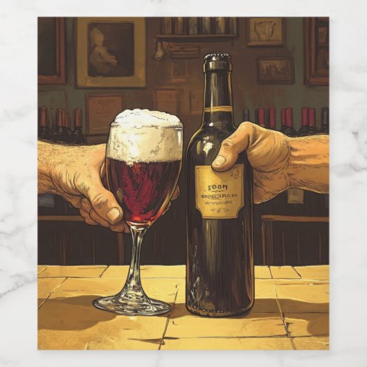 Bier gegen Wein Weinetikett (Einzelnes Label)