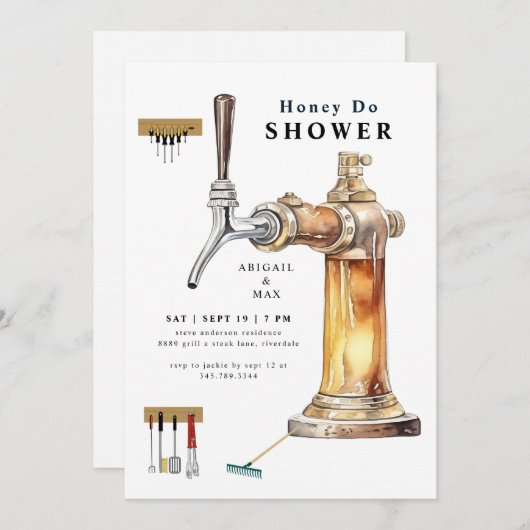 Bier Gestochen Honey Do Paares Polterabend Einladung (Vorne/Hinten)