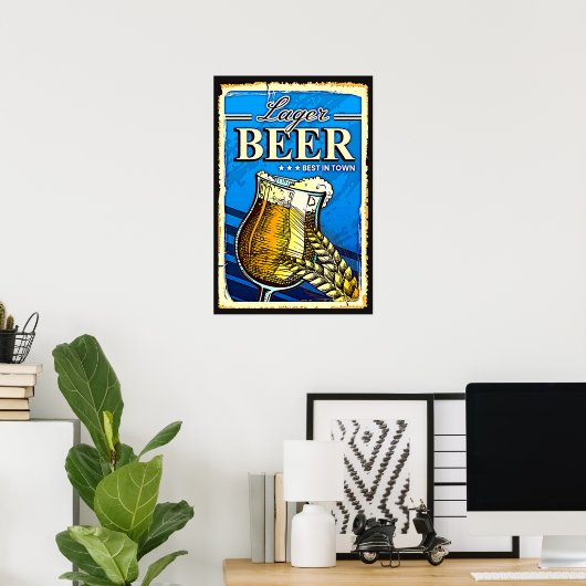 Bier Glas Blau Poster (Heimbüro)
