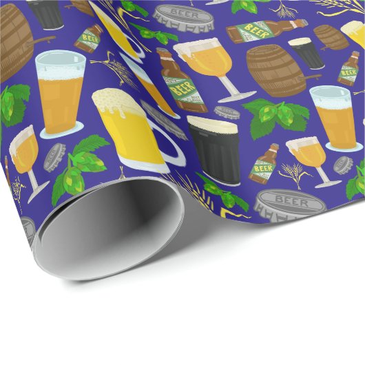 Bier-Glas-Flaschen Hopfen und Gerste Muster 2 Geschenkpapier (Rolleneckpunkt)