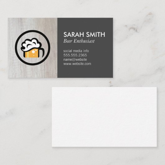 Bier-Glas-Logo | Brauerei | Holzbrauerei Visitenkarte (Vorne/Hinten)
