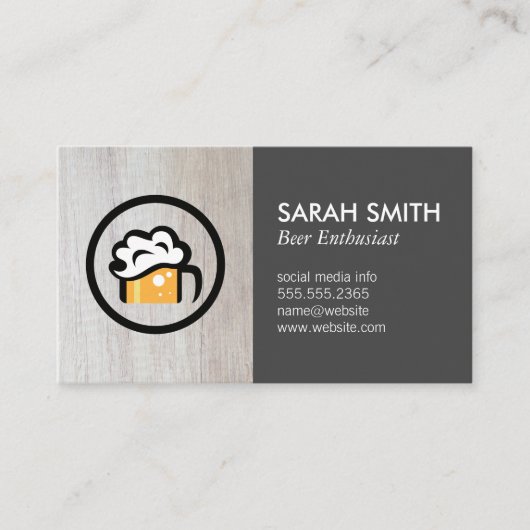 Bier-Glas-Logo | Brauerei | Holzbrauerei Visitenkarte (Vorderseite)